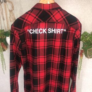 Off white check shirt flannel plaid Large